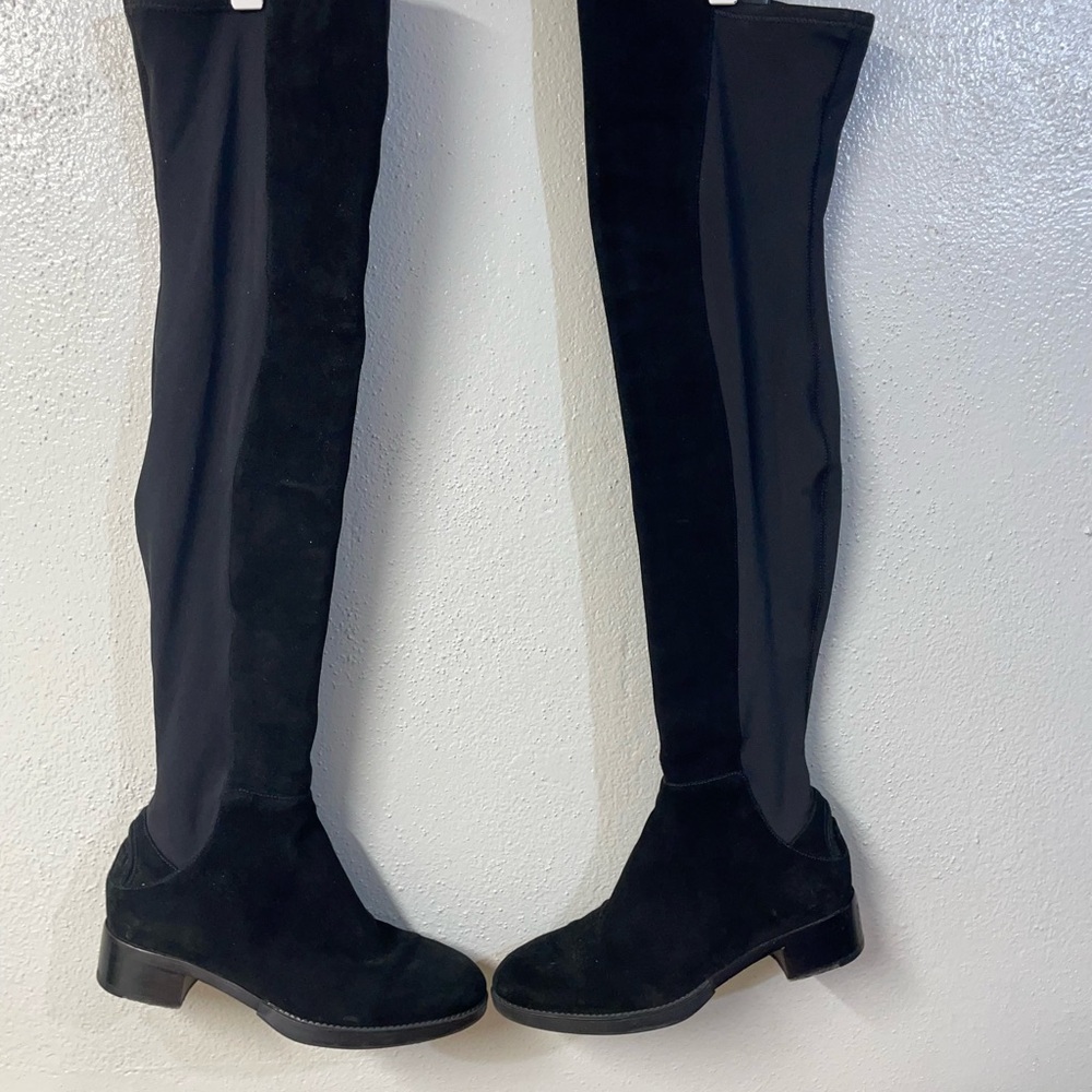 Tori Burch Dark Romantic Feminine Black Over The Knee Boots Suede Sz 9 Euro Luxe